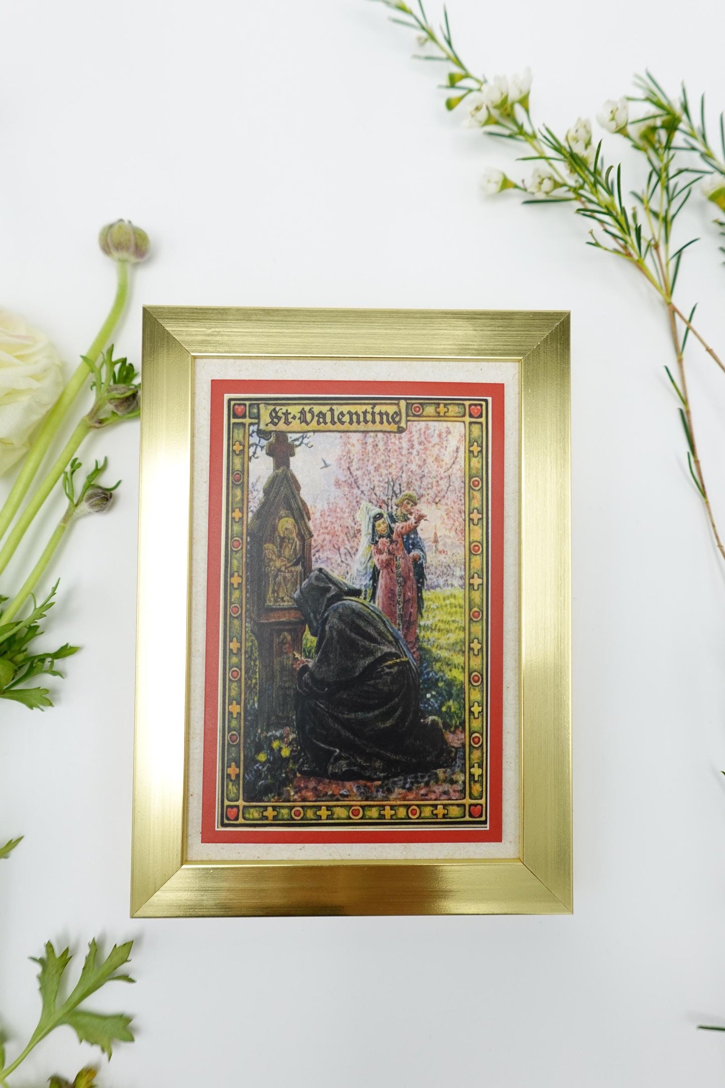 New! Saint Valentine – Vintage Illustration – Framed Miniature – Catholic Keepsake