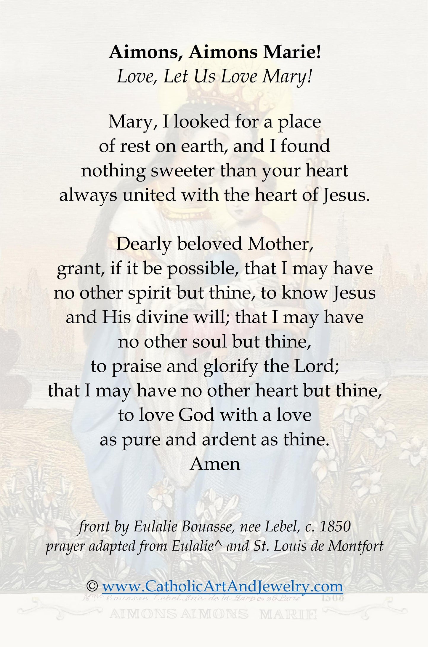 Love, Let us Love Mary! – Queenship of Mary – Prayer to Our Lady – pack of 10/100/1000