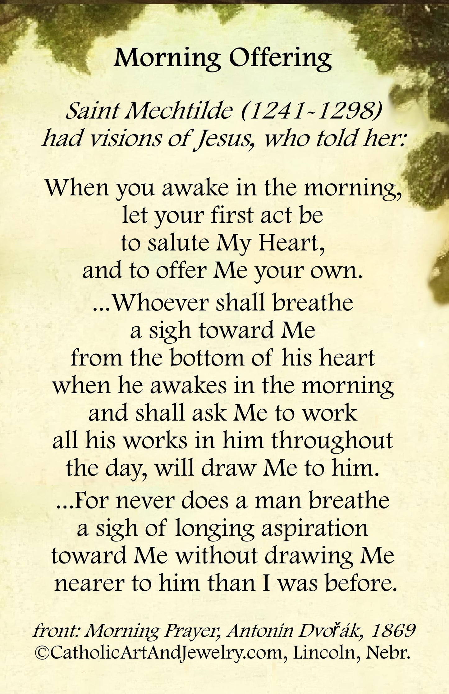 New! Morning Offerings – Jesus's Locutions on Morning Offerings – Holy Card – pack of 10/100/1000