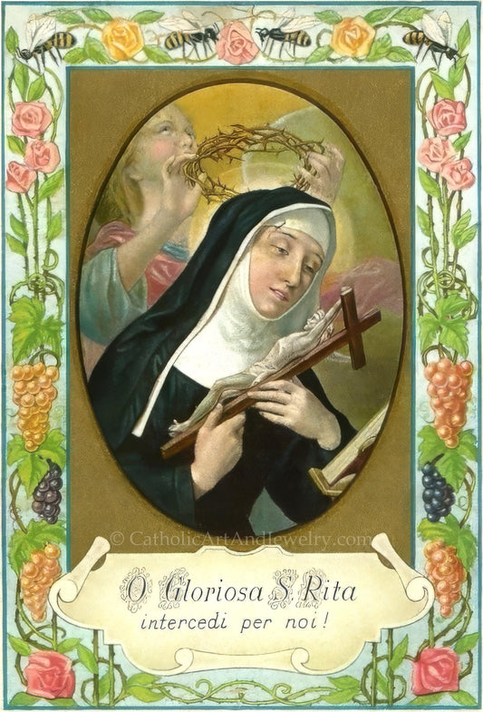 New! St. Rita – Art Print – St. Rita of Cascia – Based on a Vintage Holy Card