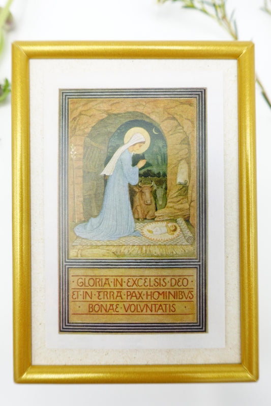 New! Beuron Nativity – Framed Holy Card – Catholic Keepsake