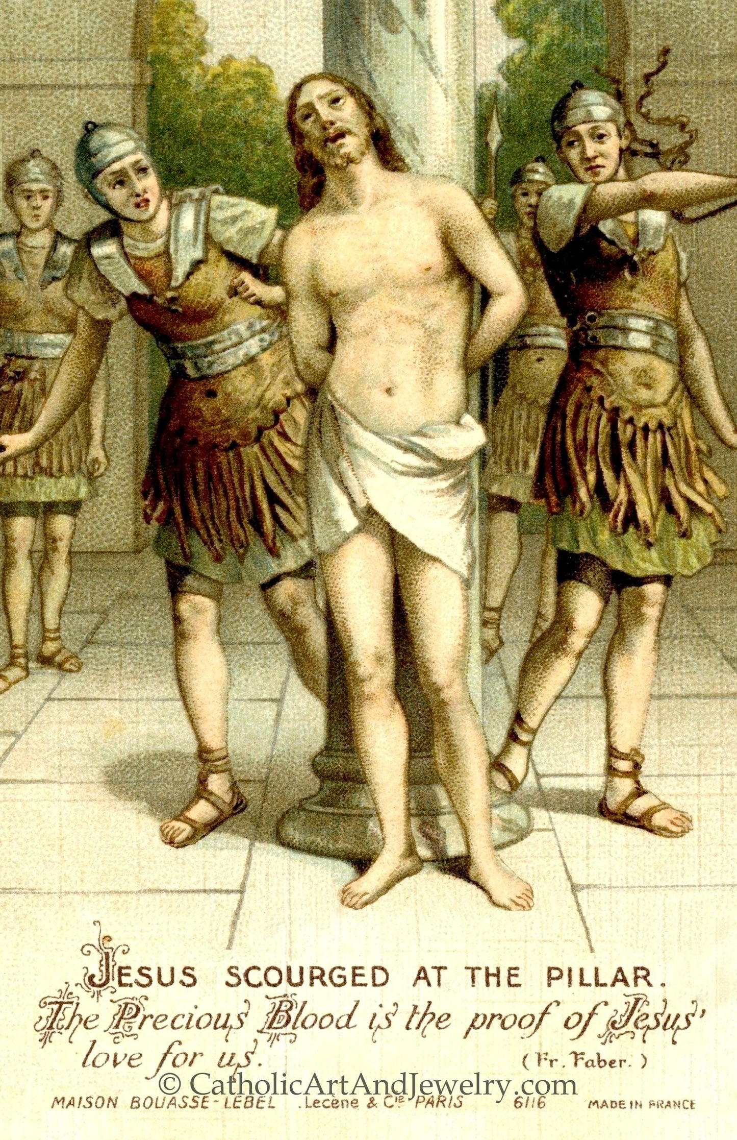 New! Scourging at the Pillar - Bouasse Lebel – Meditation on the Mystery – pack of 10/100/1000 – Easter Holy Card