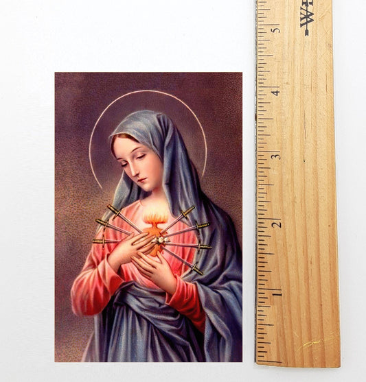 New! Our Lady of Sorrows – Litany to the Mother of All Life – pack of 10/100/1000 – Restored Vintage Holy Card