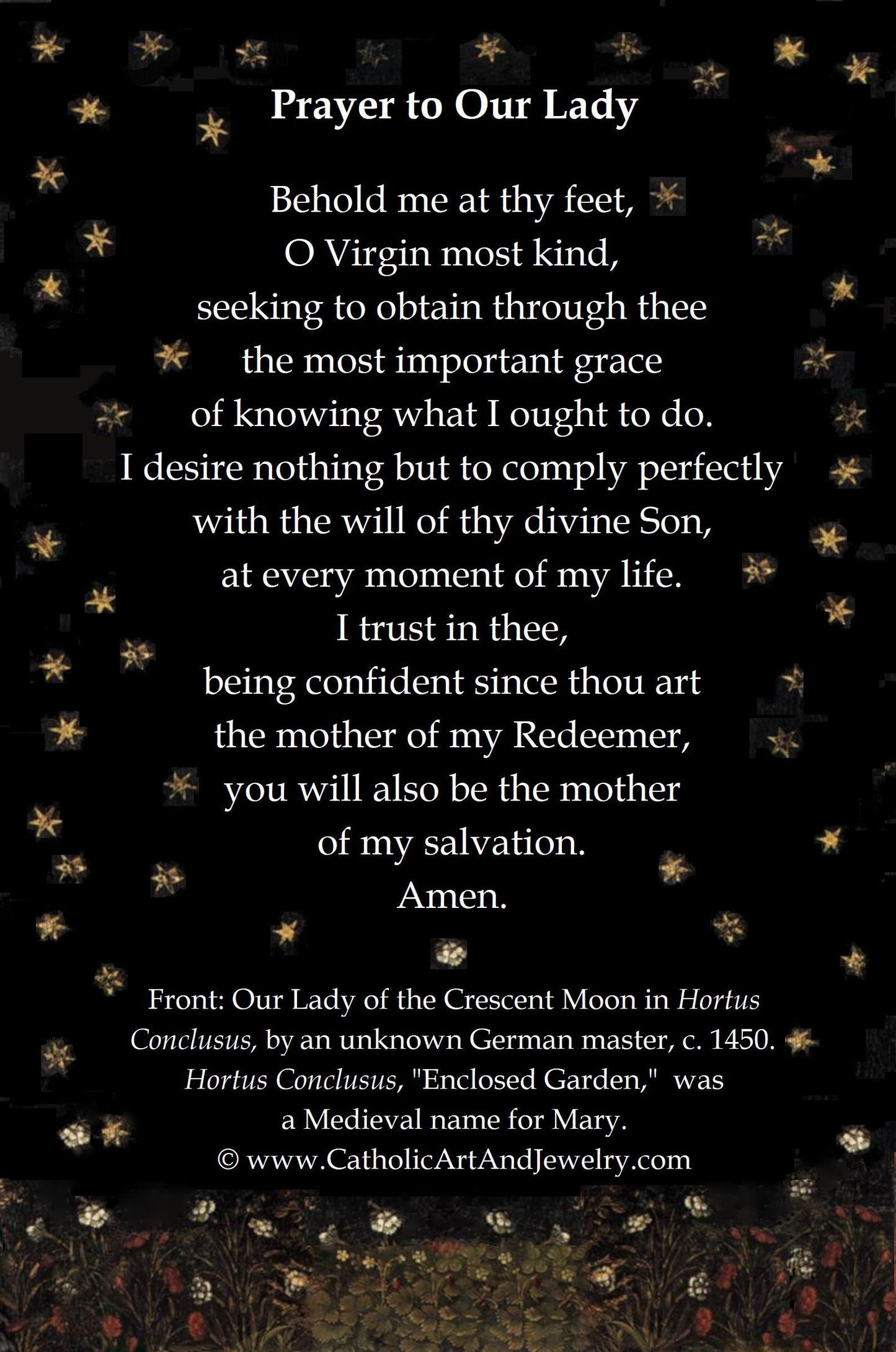 New! Holy Card Madonna of the Crescent Moon – Prayer to Our Lady – pack of 10/100/1000