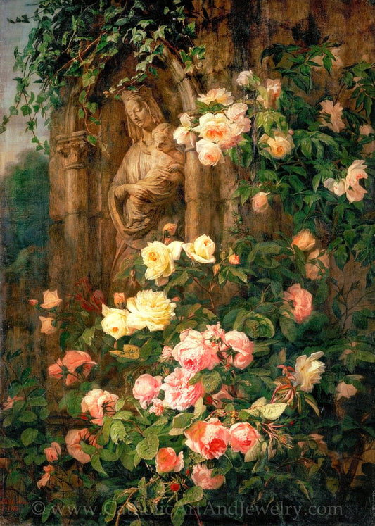 New! Our Lady of the Roses – Simon Saint-Jean – Vintage Catholic Art Print – Archival Quality