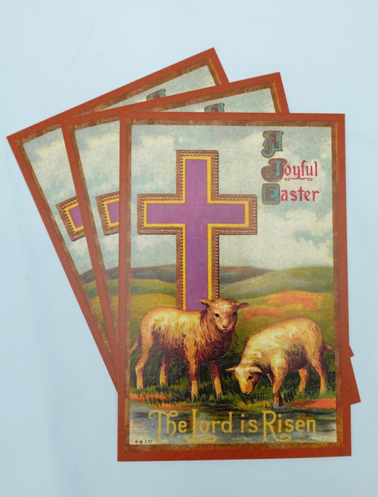 New! A Joyful Easter–The Lord Is Risen / 4x6 Postcard – pack of 3, 10, or 100 – based on a Vintage Holy Card – Victorian Catholic Art