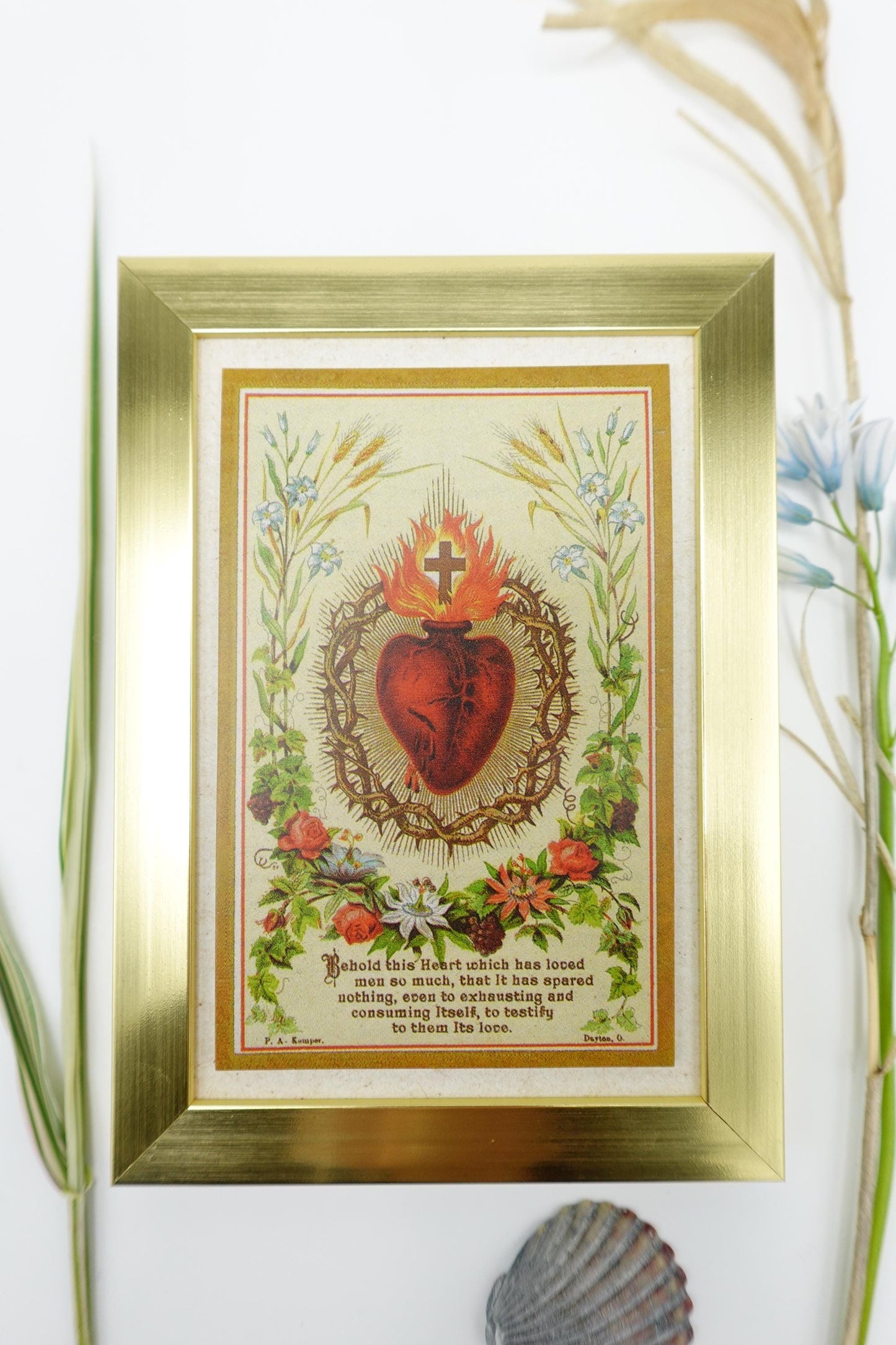 New! Sacred Heart of Jesus – by Philip Kemper – Framed Miniature – Catholic Keepsake