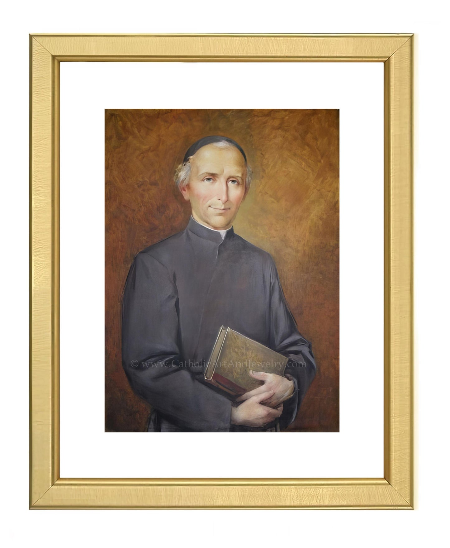 a painting of a man holding a book