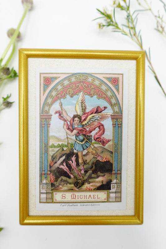 New! Saint Michael – Framed Holy Card – Catholic Keepsake