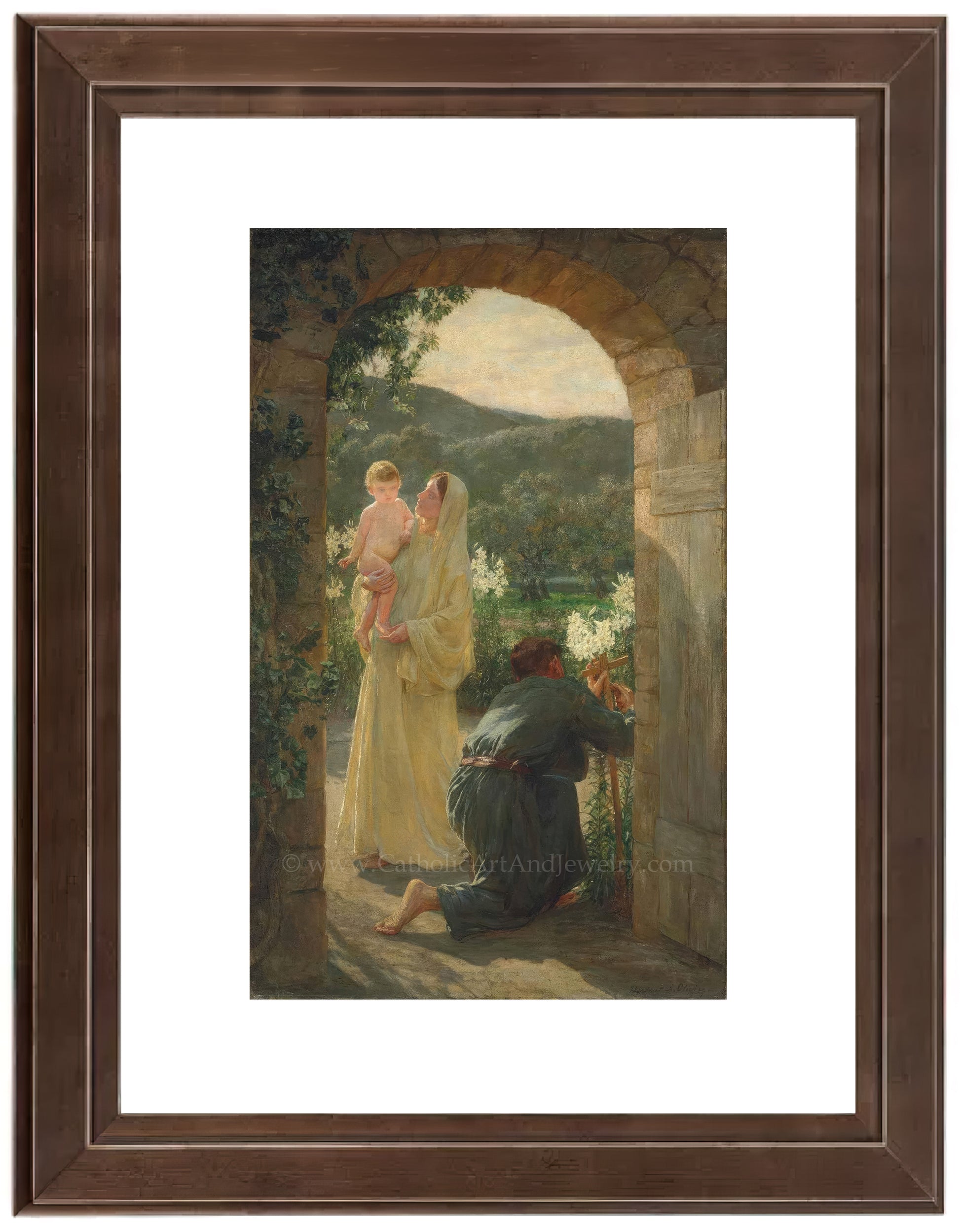 a painting of a man kneeling down next to a woman