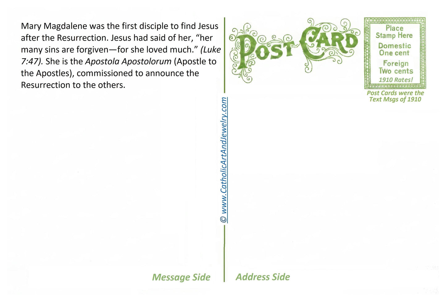 New! The Lord Reigneth Let the Earth Rejoice! 4x6 Postcard  – pack of 3, 10, or 100 – based on a Vintage Holy Card – Mary Magdalene