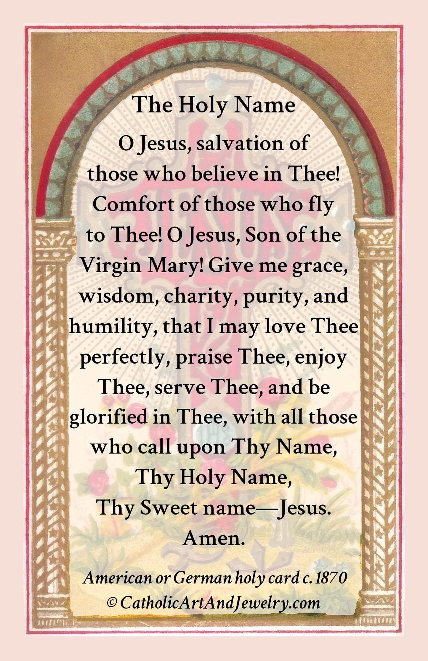 New! The Holy Name – Restored Vintage Holy Card – pack of 10/100/1000