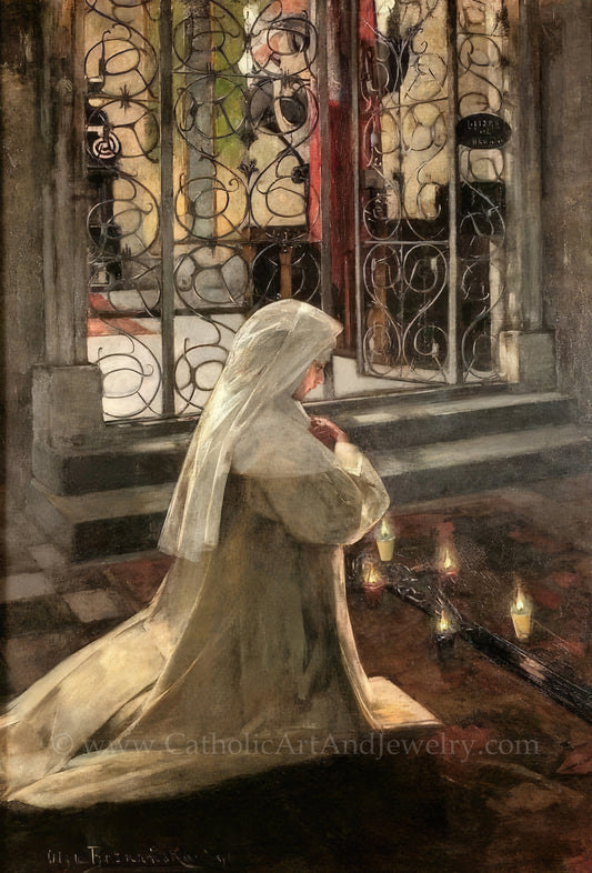New! Nun Praying in Church – "On Good Friday" – Olga Boznańska – Catholic Art – Catholic Gift – Archival Quality