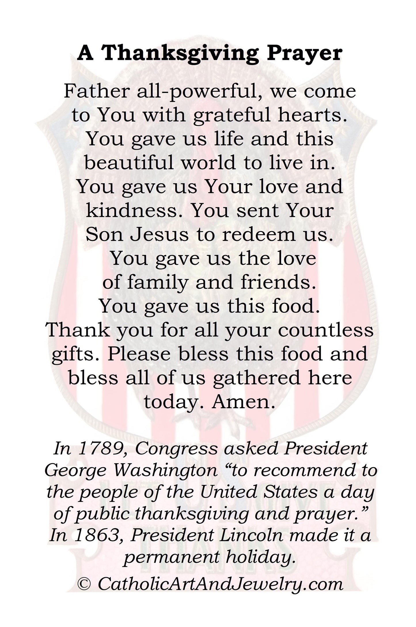 New! Thanksgiving Holy Card – Let US Give Thanks – Vintage Card  – pack of 10/100/1000