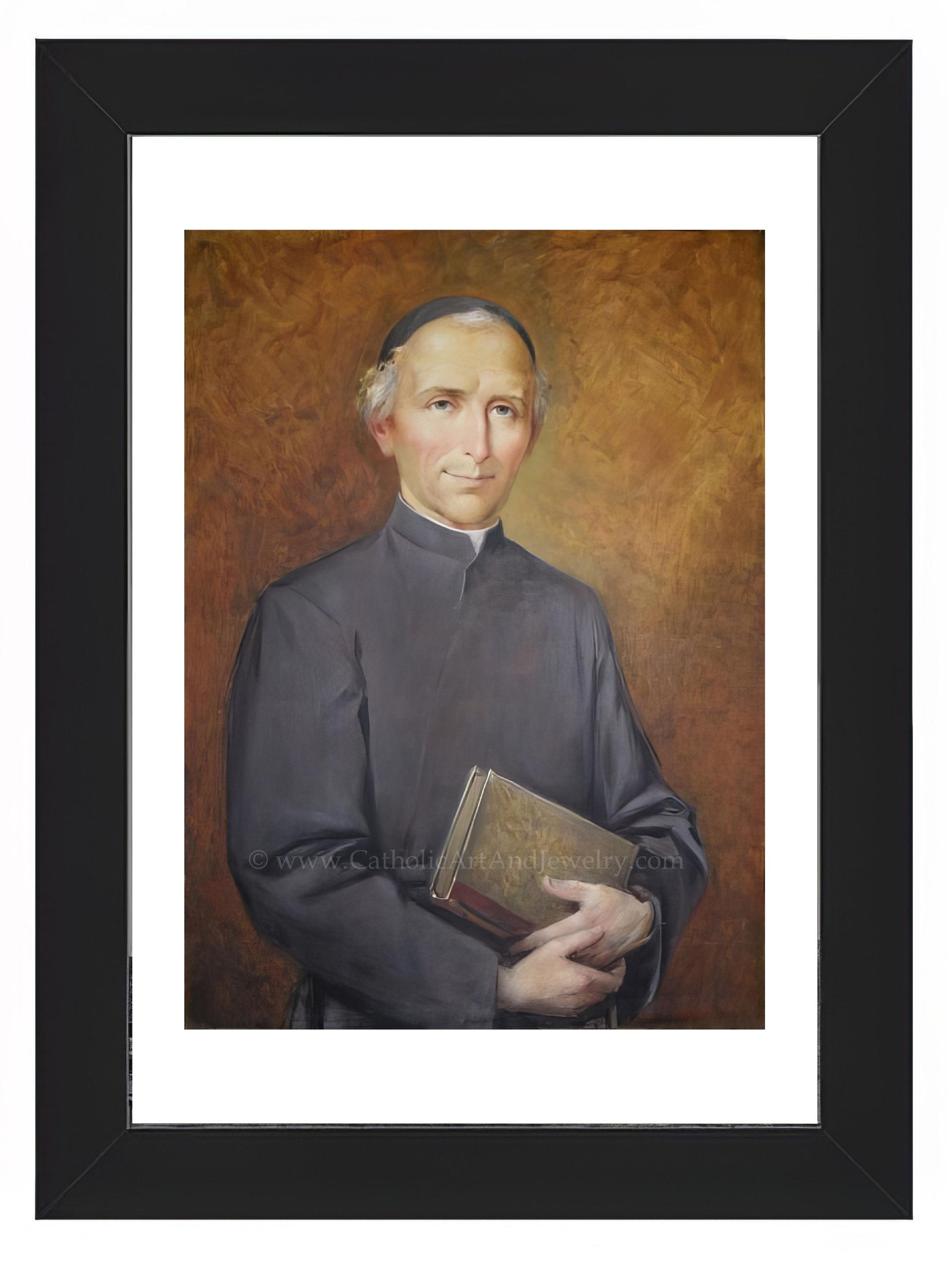 a painting of a man holding a book
