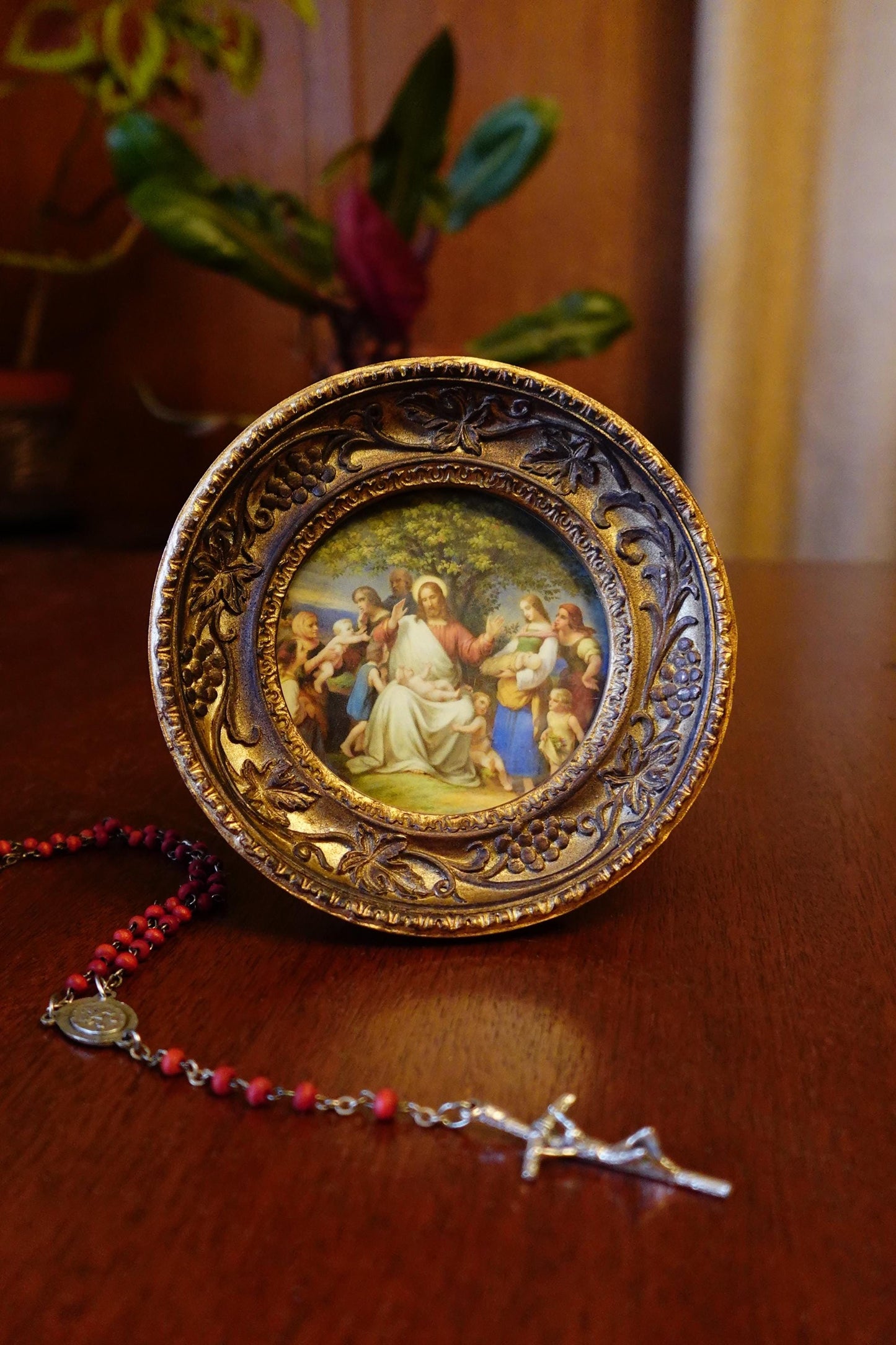 New! Jesus with Children – "Come Unto Me the LIttle Children" – Johann von Schraudolph – Framed 4.25x4.25"