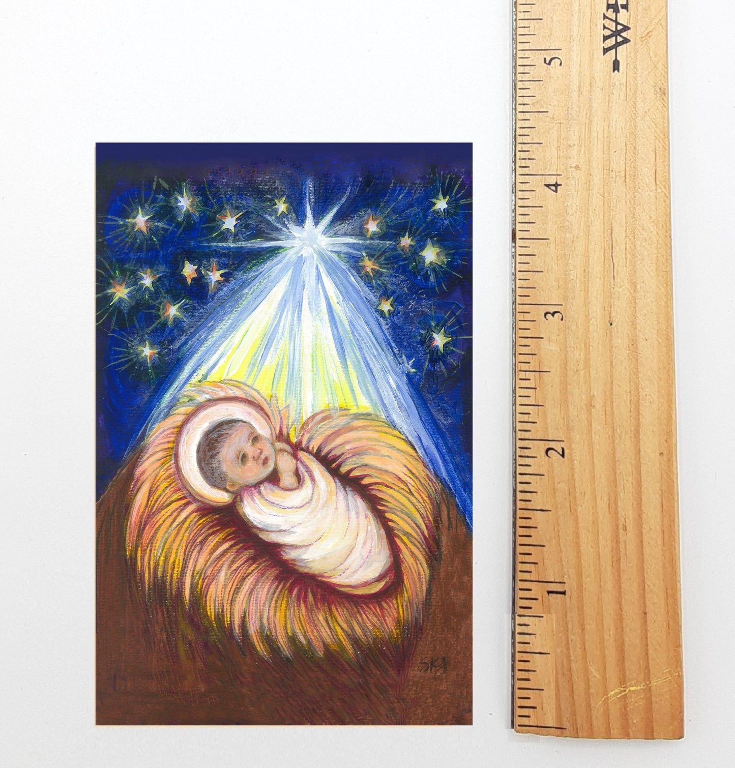 New for Christmas 2023! Baby Jesus Holy Cards – by Sue Kouma Johnson – pack of 10/100/10001000
