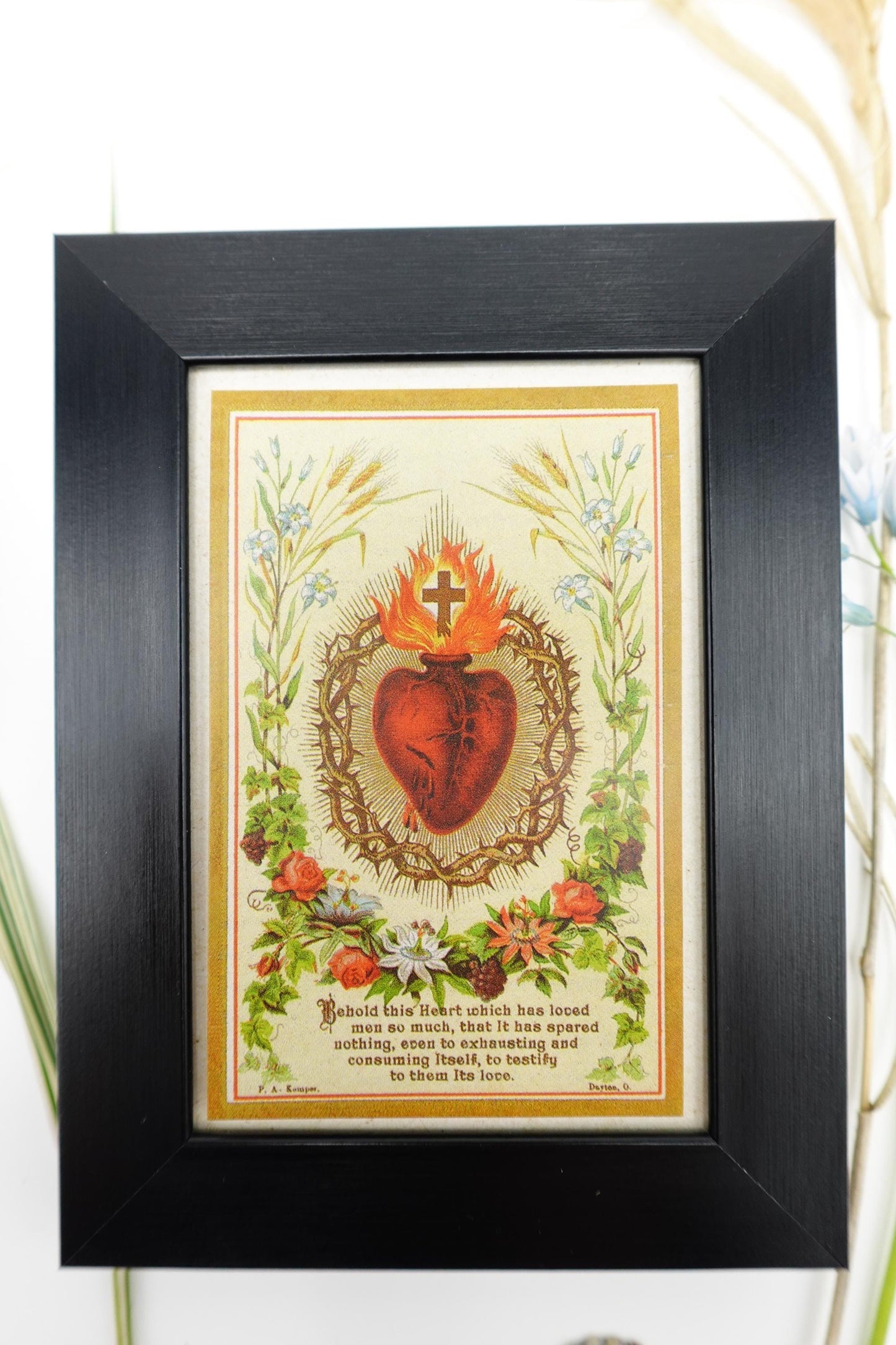 New! Sacred Heart of Jesus – by Philip Kemper – Framed Miniature – Catholic Keepsake