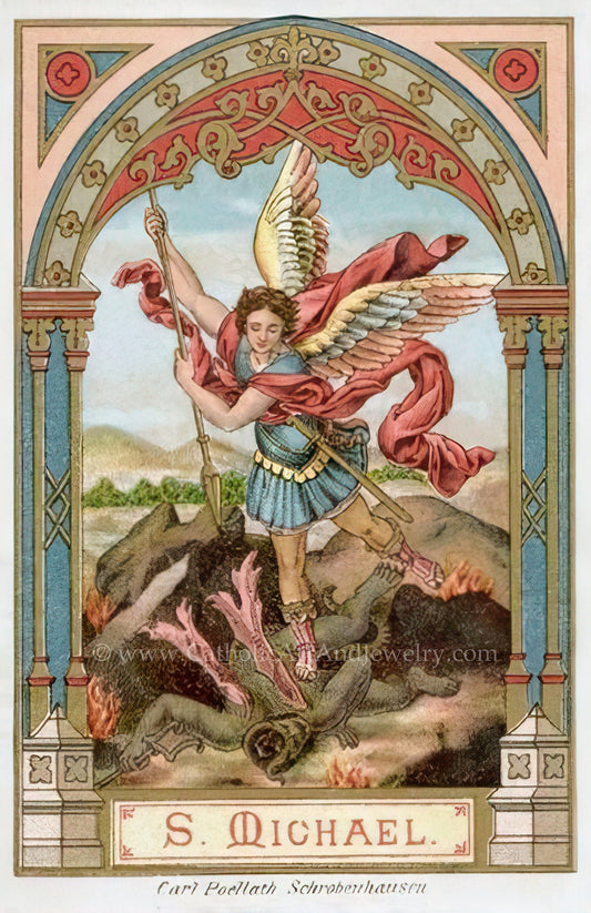 New! St. Michael the Archangel –4 Sizes – based on a Vintage Holy Card – Catholic Art Print – Archival Quality