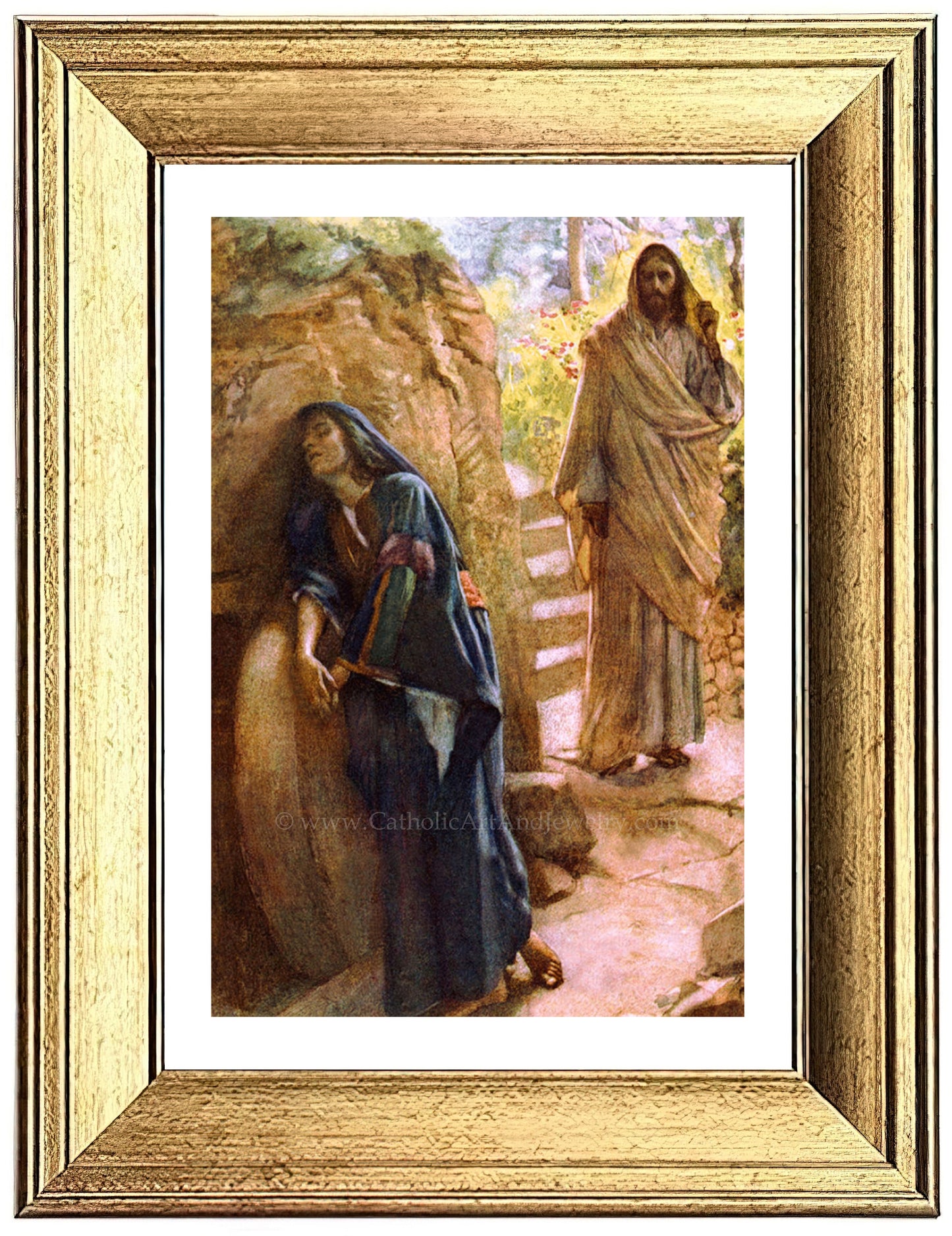 a painting of jesus and a woman standing next to each other