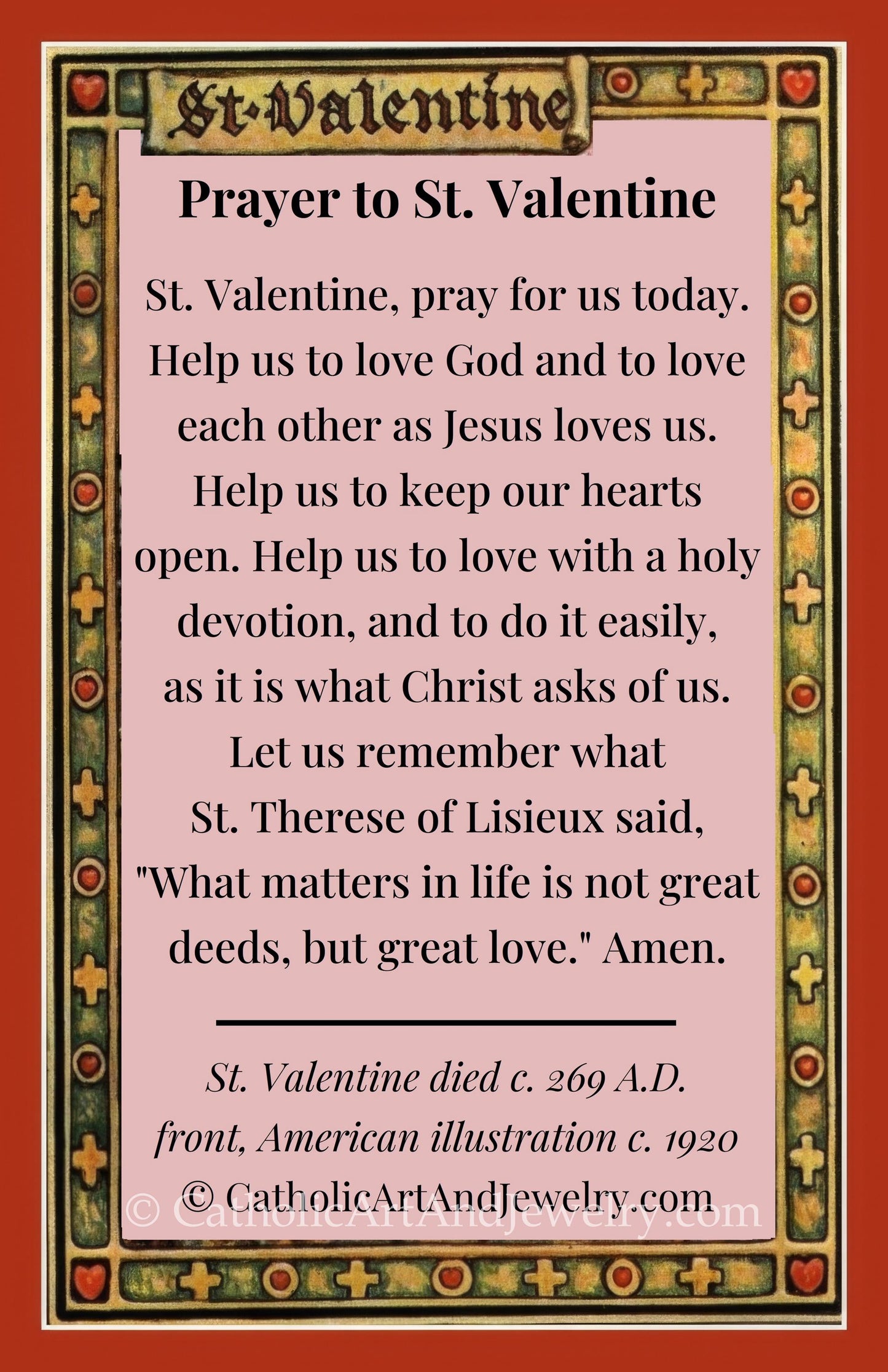 New! Valentine #5 – pack of 10/100/1000 – Restored Vintage Holy Card