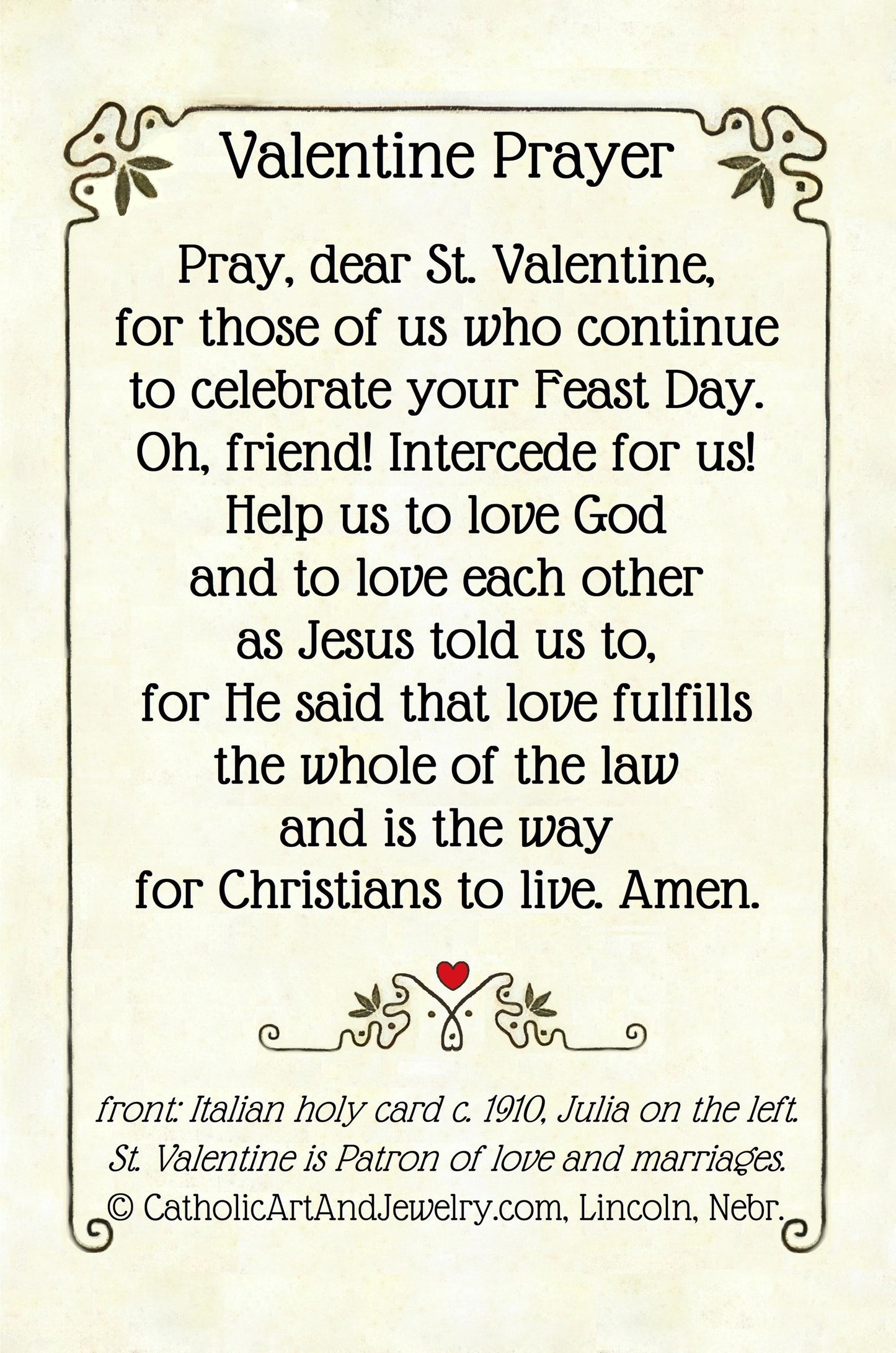 New! Valentine #4 – pack of 10/100/1000 – Restored Vintage Holy Card