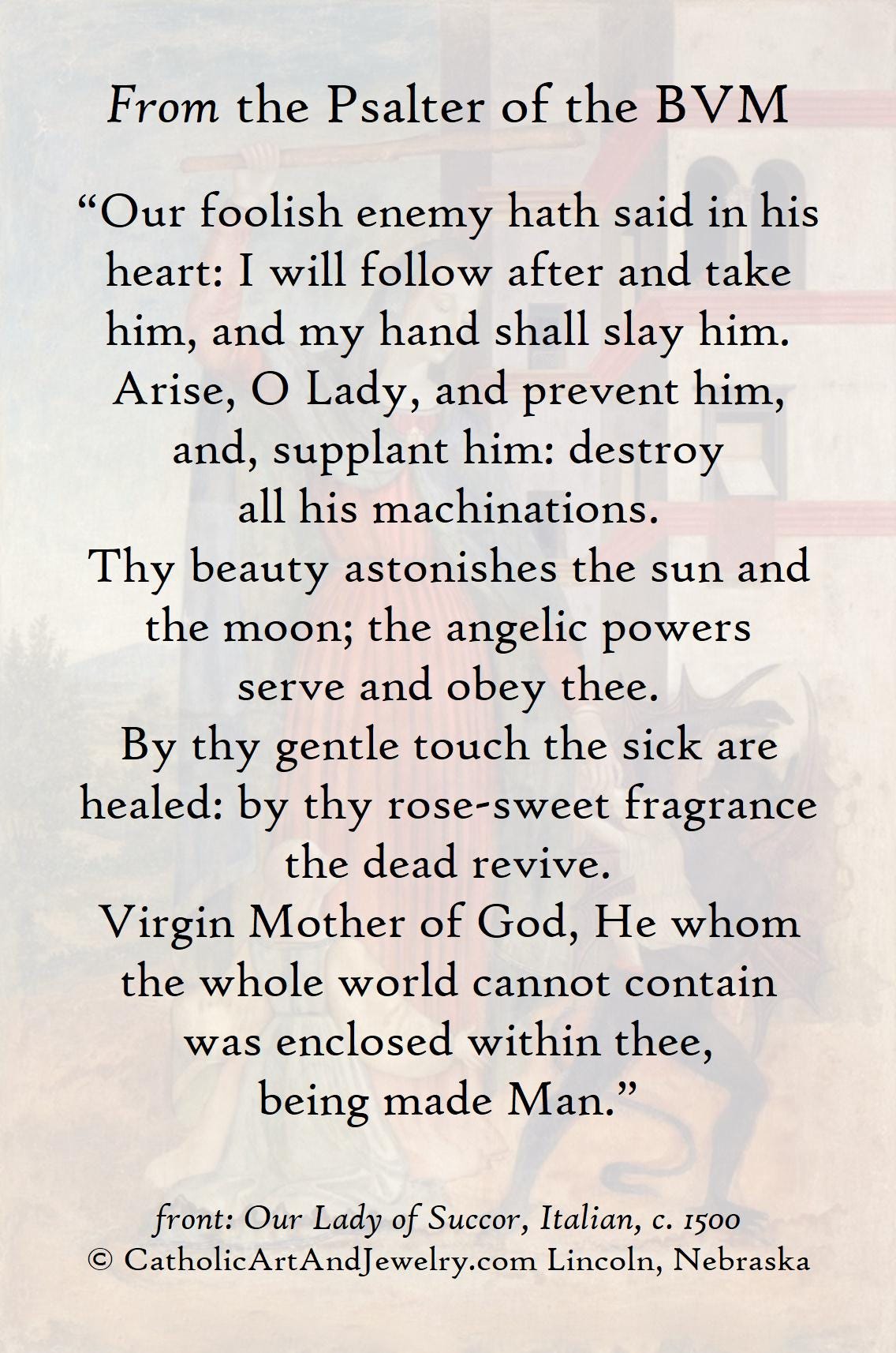 New! Our Lady of Succor Holy Card – Halloween Holy Card – Prayer to the BVM – pack of 10/100/1000