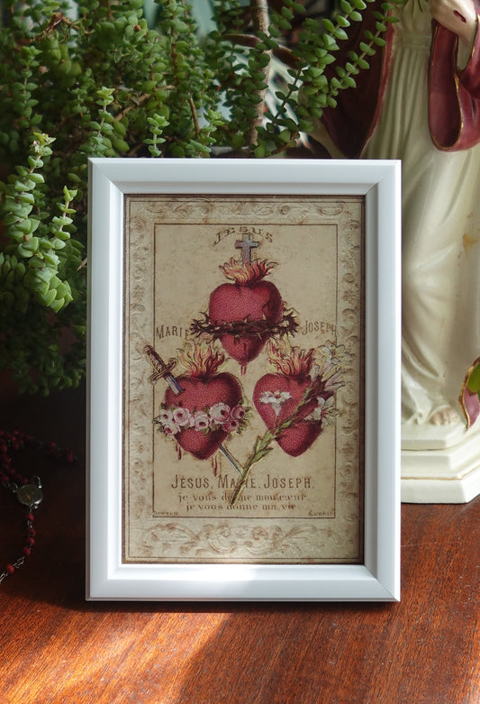 Hearts of the Holy Family Framed Postcard
