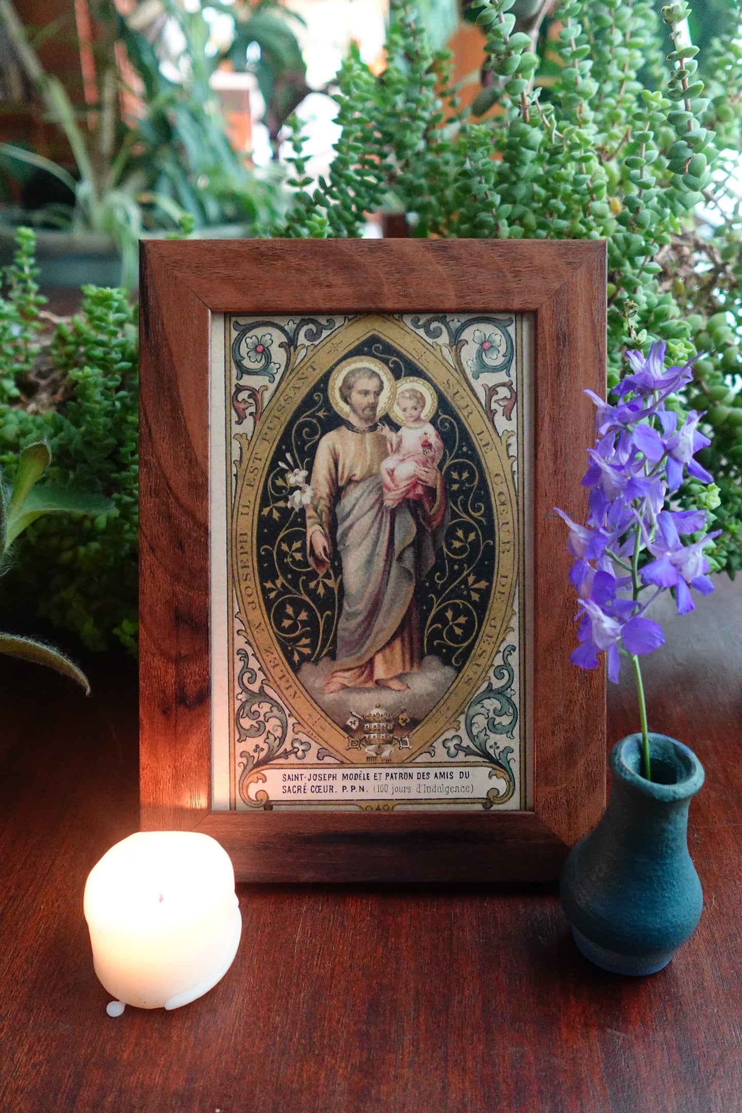 New! St Joseph of the Sacred Heart  – Framed 4x6" – Gold Style, Black, and Wood Tone Frames