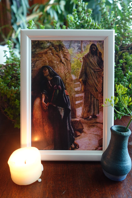 Mary Magdalene at the Empty Tomb Framed Postcard