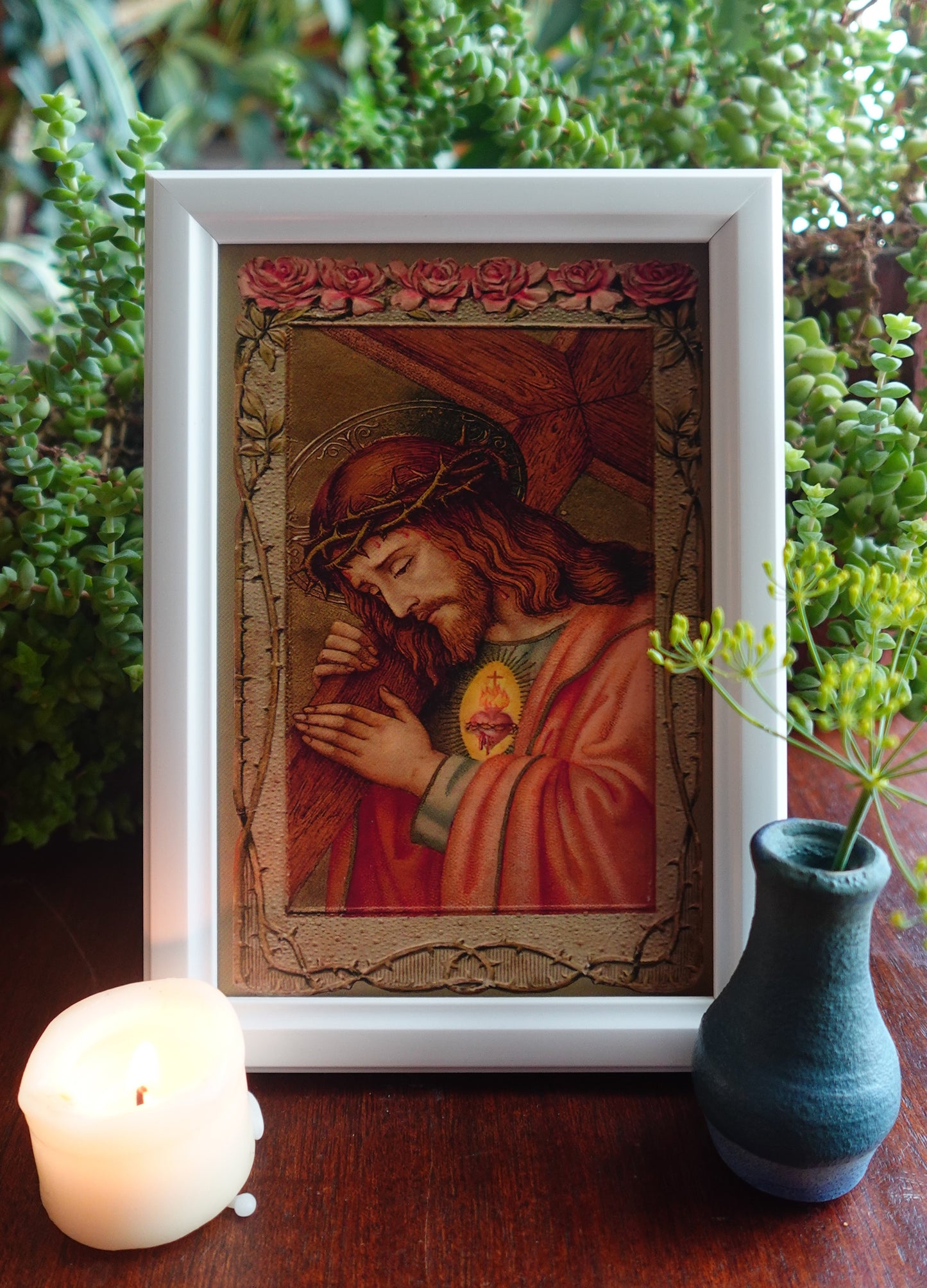 Jesus Carrying the Cross Framed Postcard