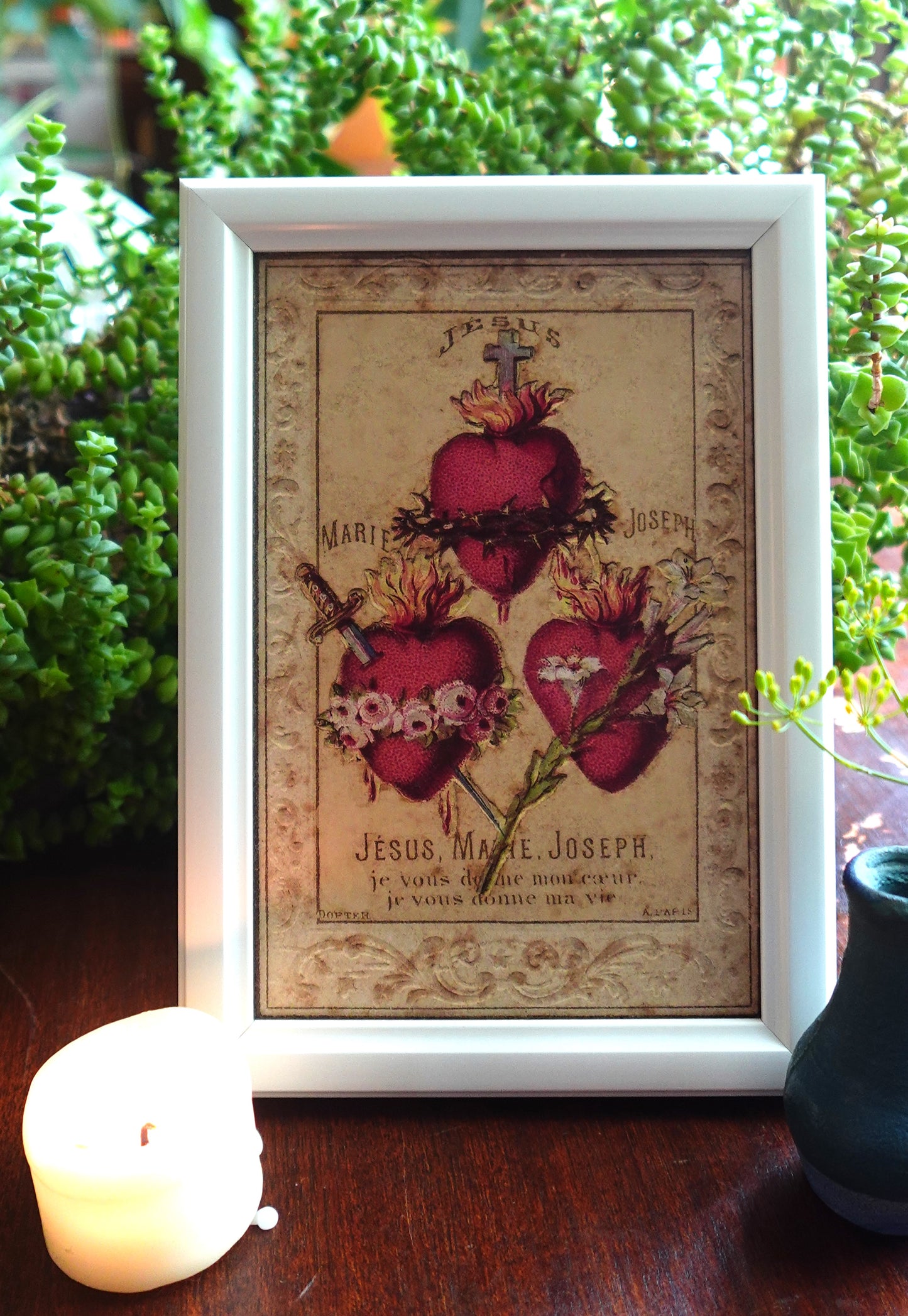 New! Hearts of the Holy Family– Framed 4x6" – Gold Style, Black, and Wood Tone Frames