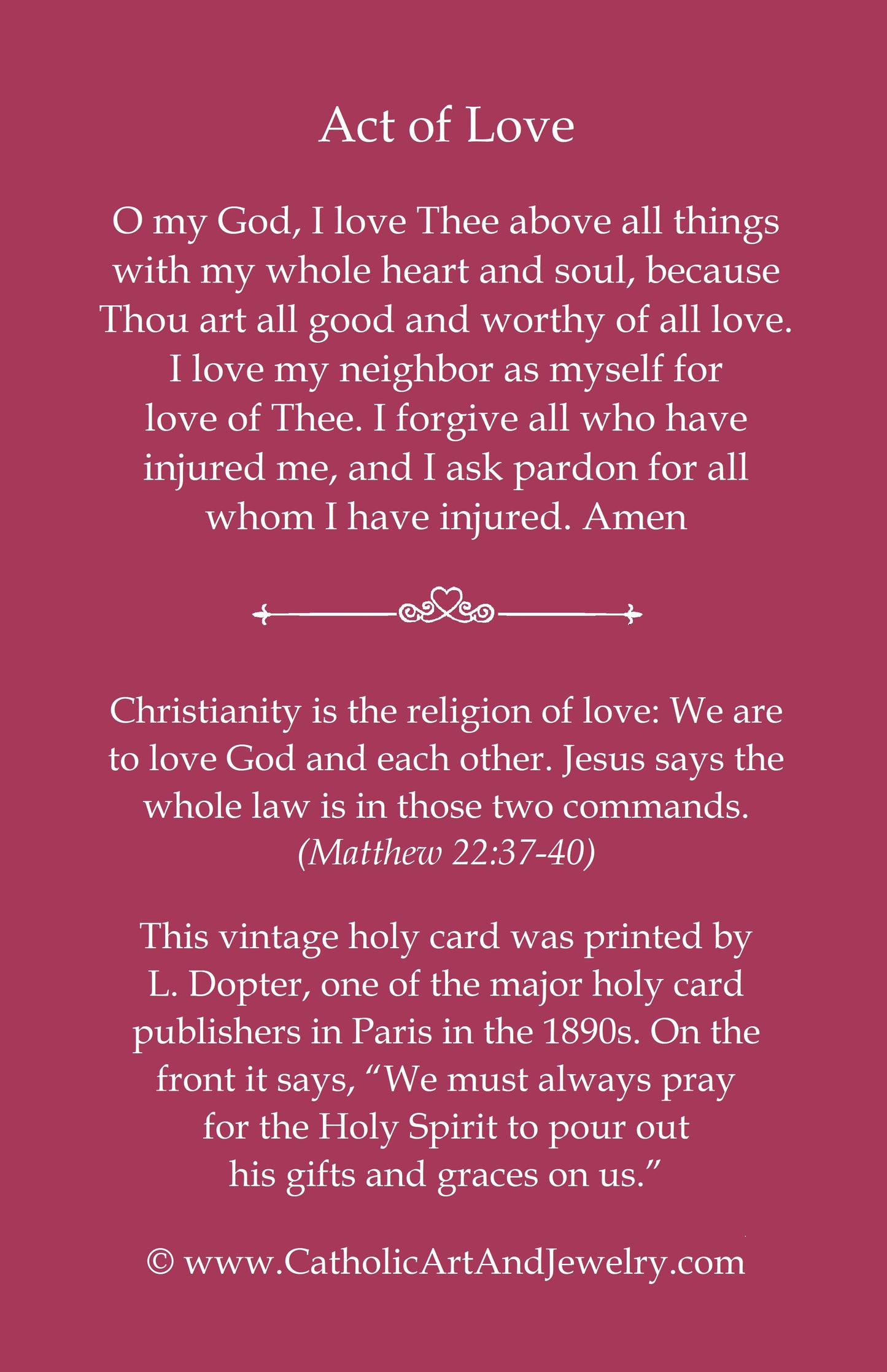 Catholic Valentine  – pack of 10/100/1000 – Restored Vintage Holy Card