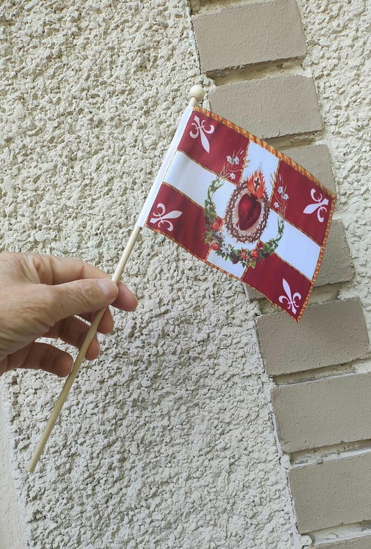 New! Mini Red Sacred Heart Flag - Our Exclusive Design - 1, 10, or 50