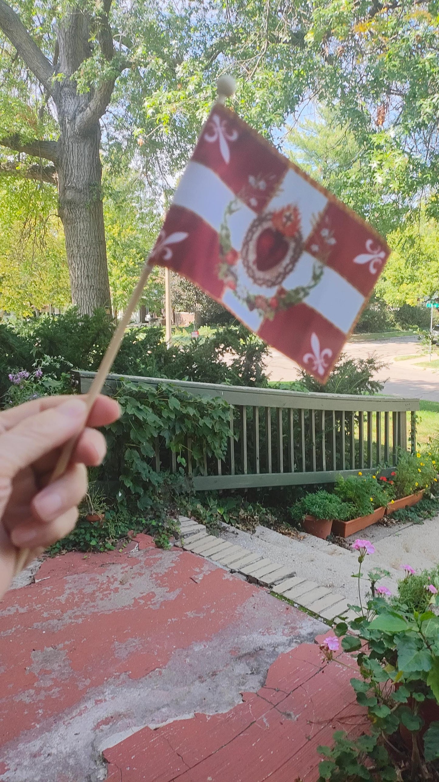 New! Mini Red Sacred Heart Flag - Our Exclusive Design - 1, 10, or 50
