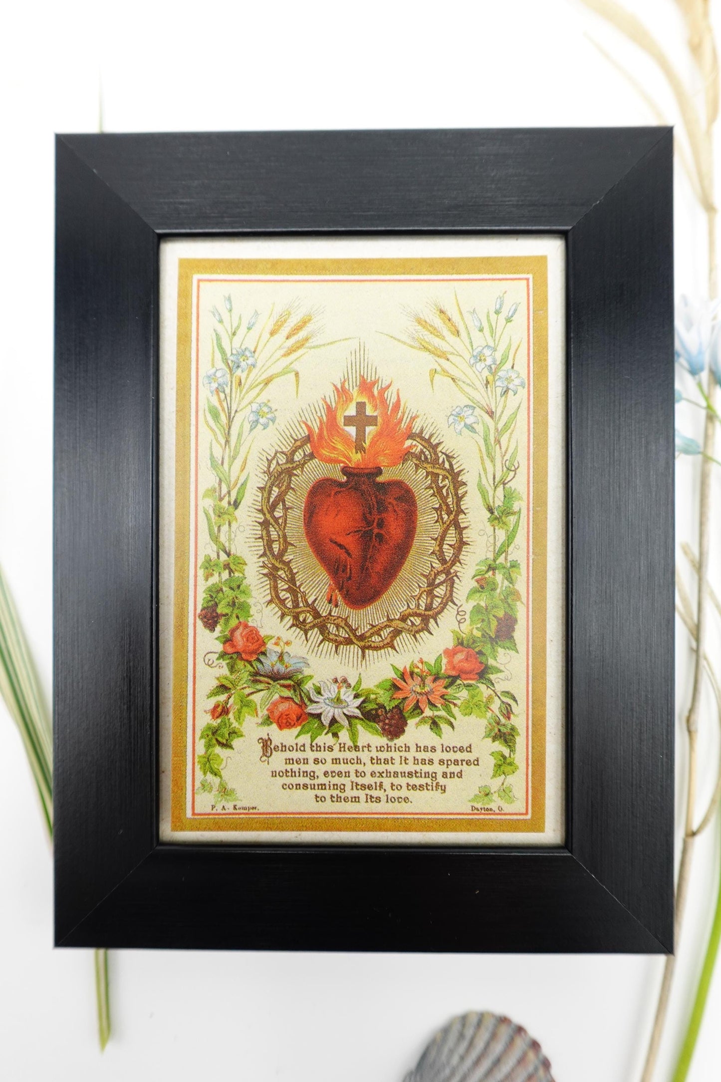 New! Sacred Heart of Jesus – by Philip Kemper – Framed Miniature – Catholic Keepsake