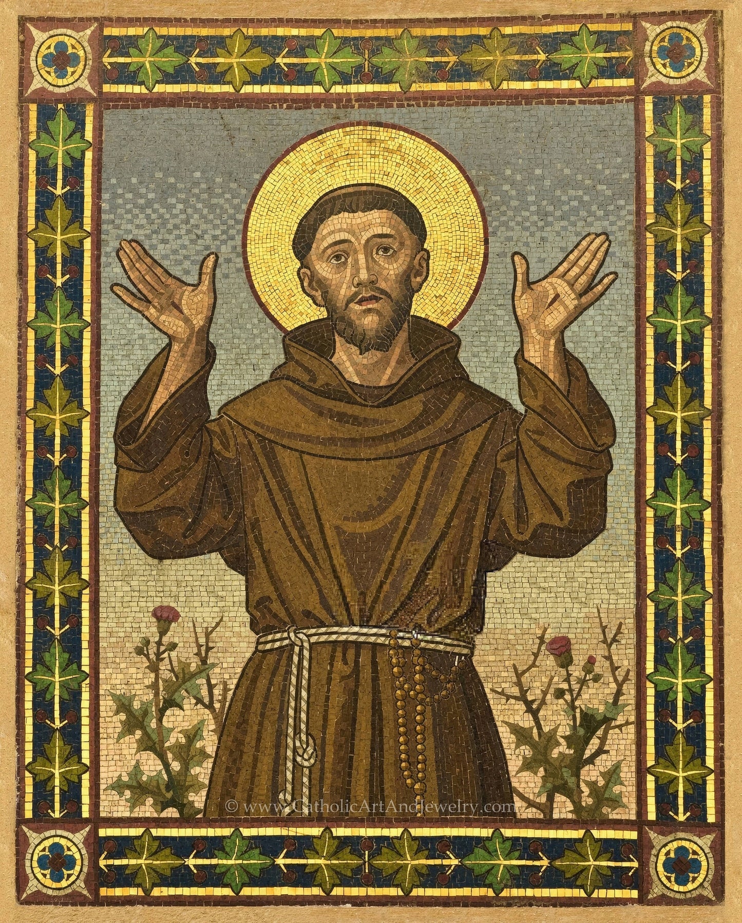 St. Francis of Assisi – Mosaic from Franciscan Friary, Bolzano, Italy – Catholic Art Print – Archival Quality
