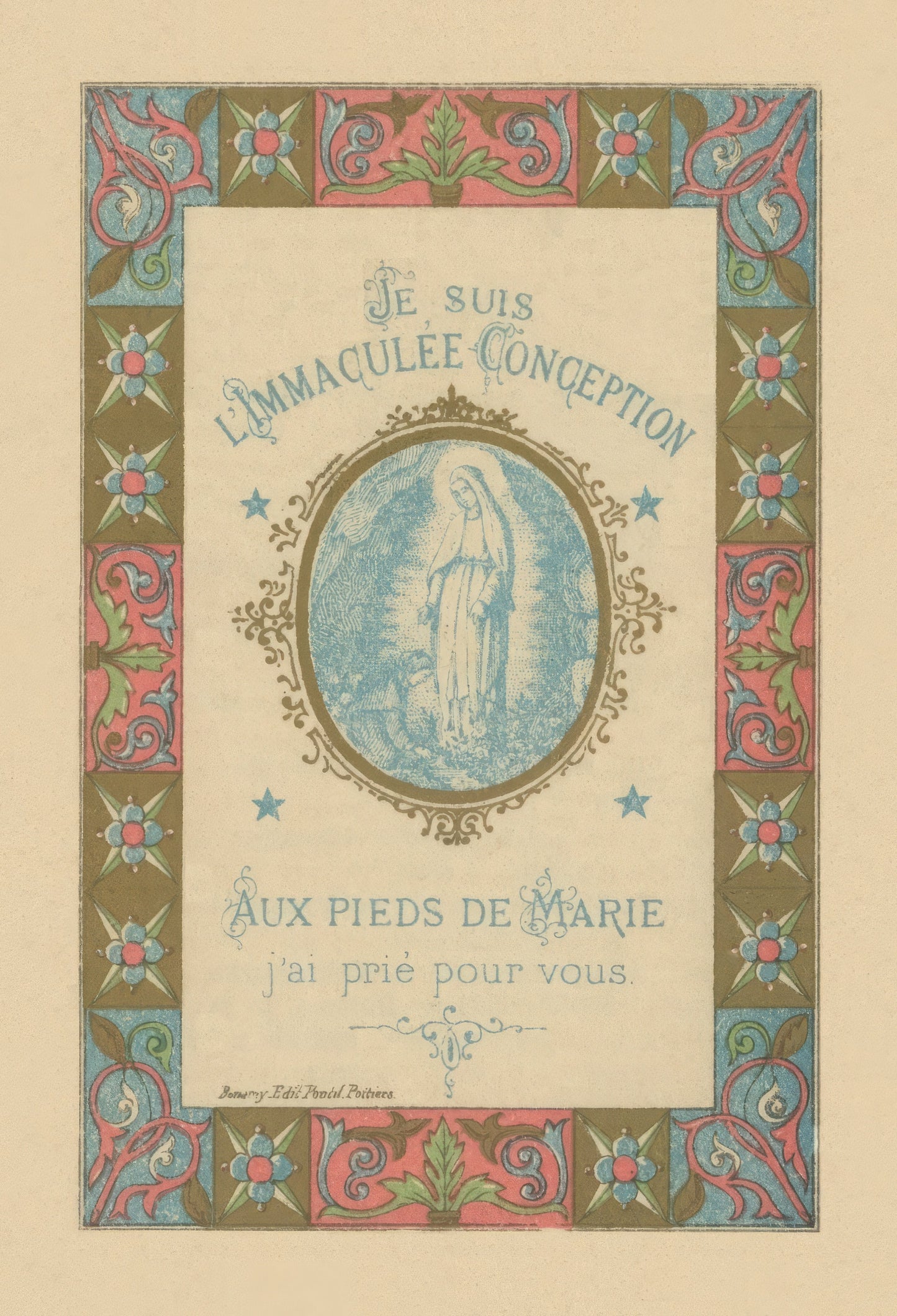 Immaculate Conception #2 – Restored Vintage Holy Card – pack of 10/100/1000