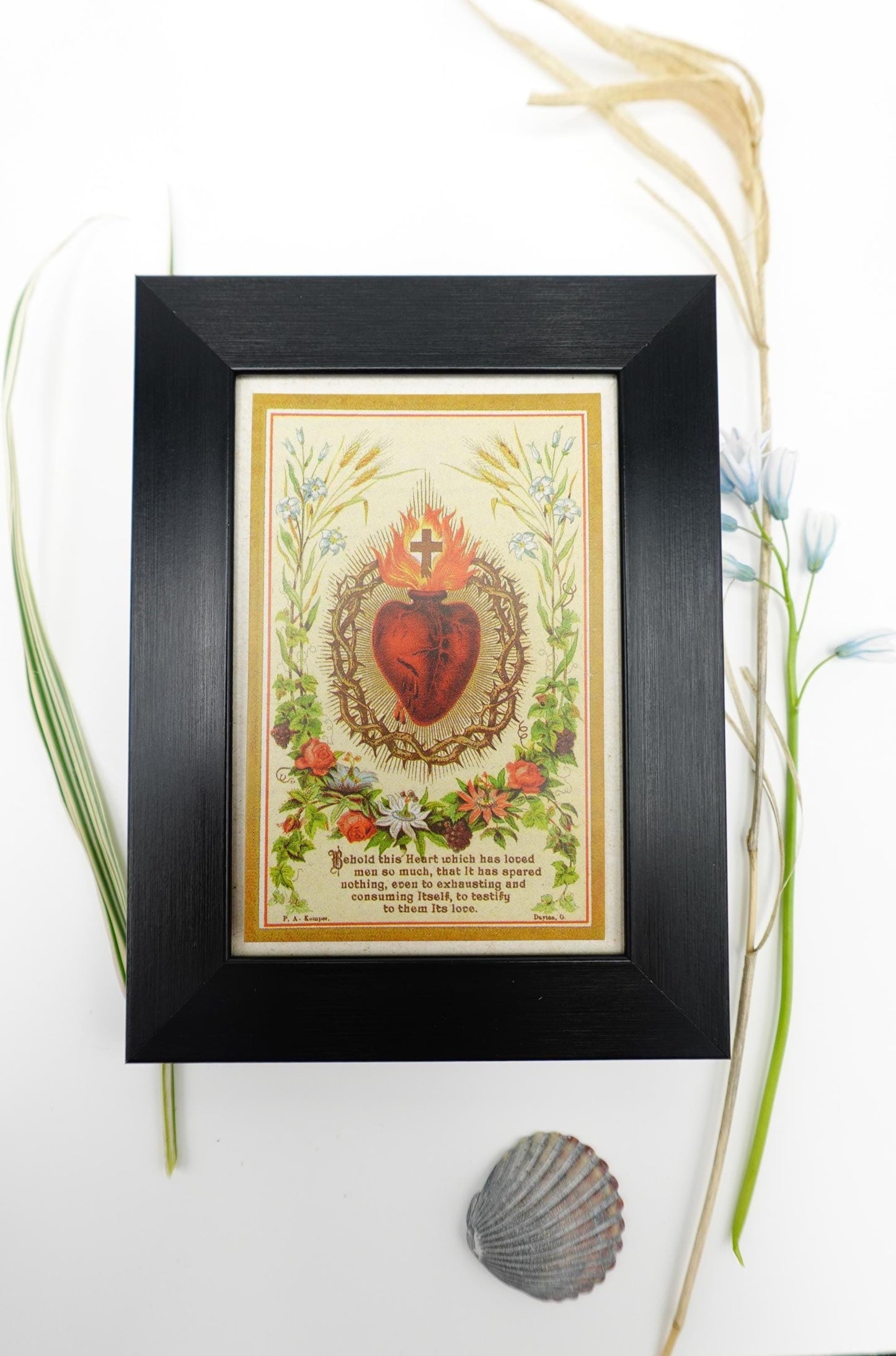 New! Sacred Heart of Jesus – by Philip Kemper – Framed Miniature – Catholic Keepsake
