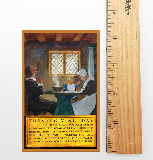 New! Thanksgiving Holy Card – Pilgrim Family – Vintage Card  – pack of 10/100/1000