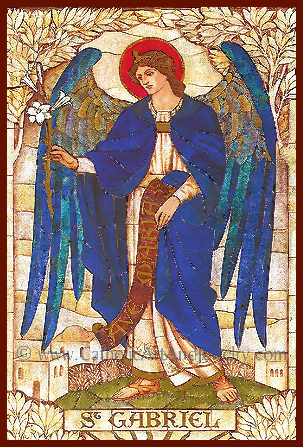 Archangel Gabriel – based on a Vintage Stained Glass Window – Art Nouv ...