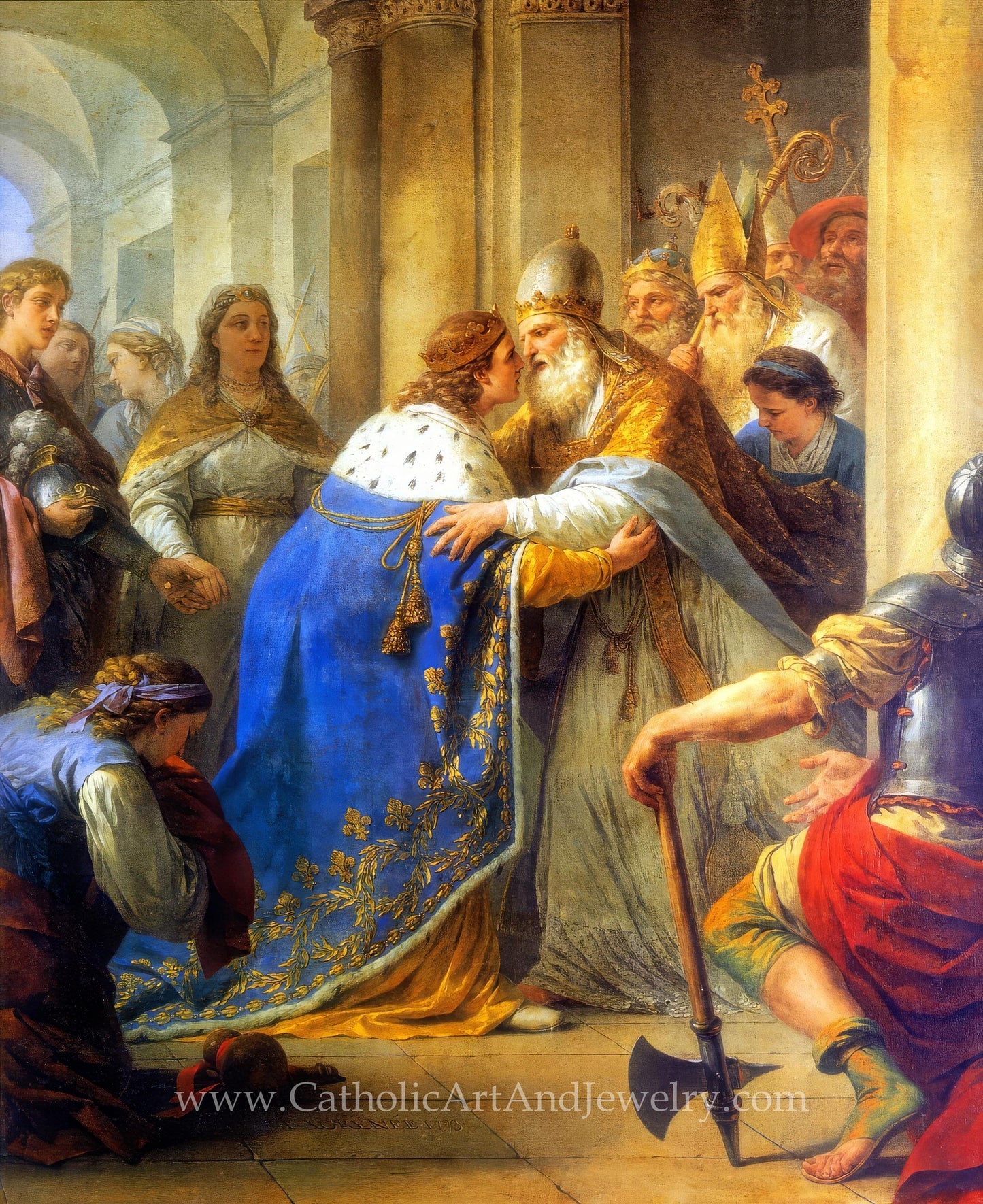 New! Meeting of St. Louis, King of France, with Pope Innocent IV – Louis-Jean-François Lagrenée – Beautiful Catholic Art – Archival Quality
