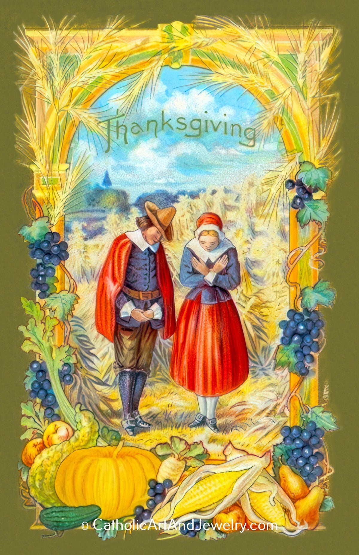 New! Thanksgiving Holy Cards – Variety Pack of 8 (2 of each) – Let Us Give Thanks! – SHIPPING AFTER OCT 13th!