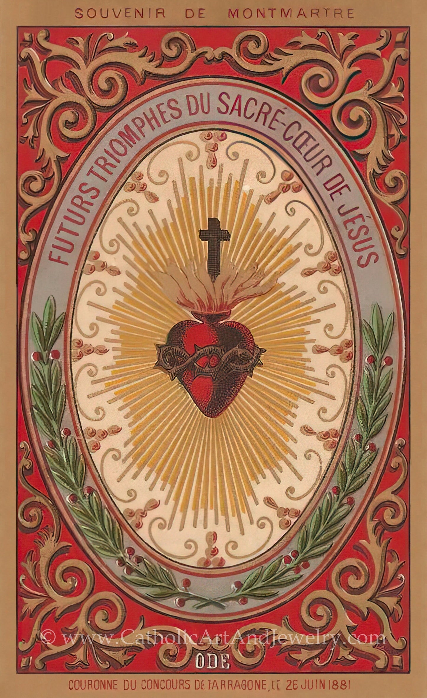 Future Triumphs of the Sacred Heart – Sacre Coeur Basilica – Restored Vintage Holy Card – pack of 10/100/1000