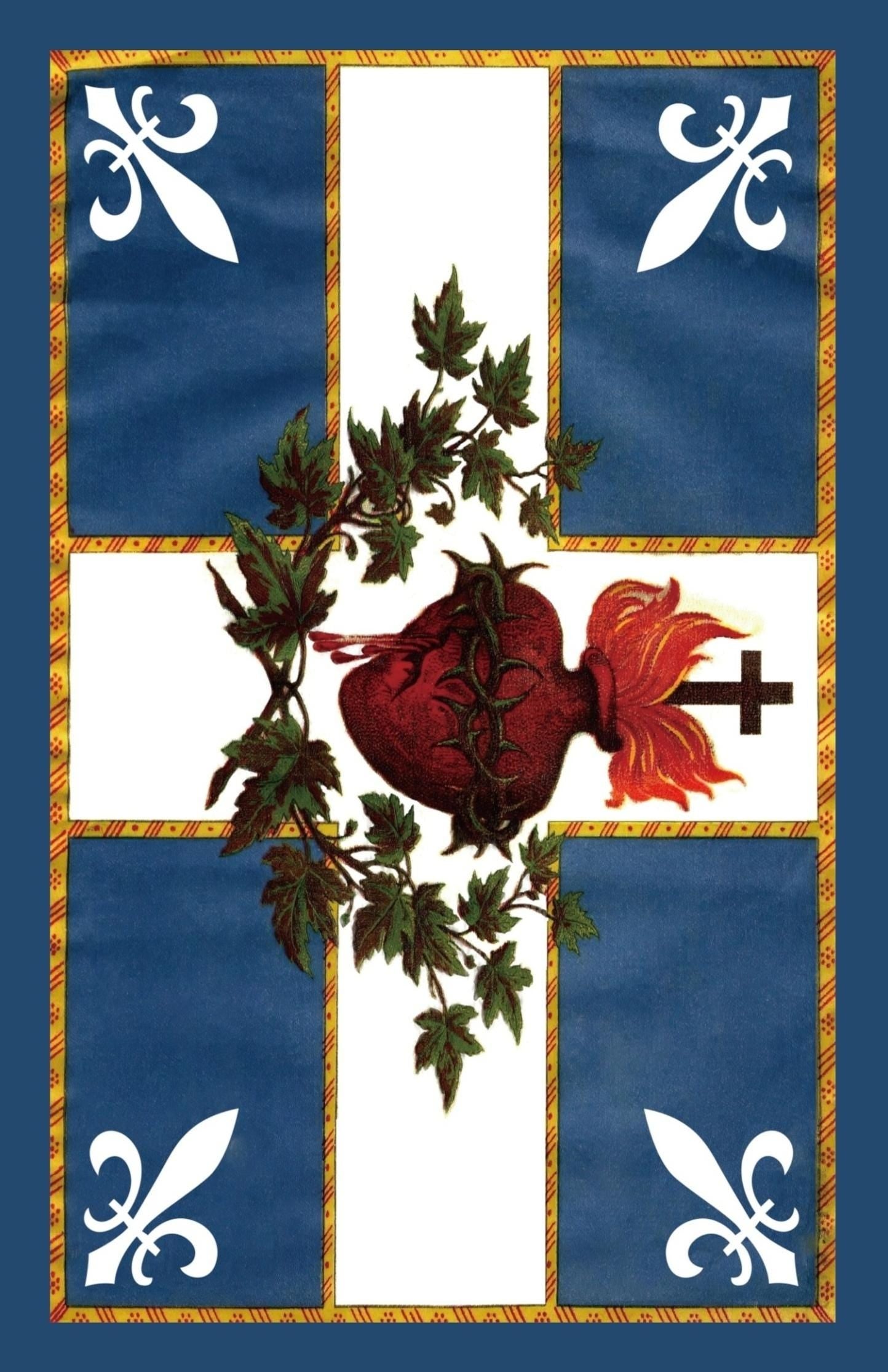 New! Sacred Heart Flag Holy Card – Saint Margaret Mary Alacoque's Sacred Heart Novena – Vintage Holy Card – pack of 10/100/1000