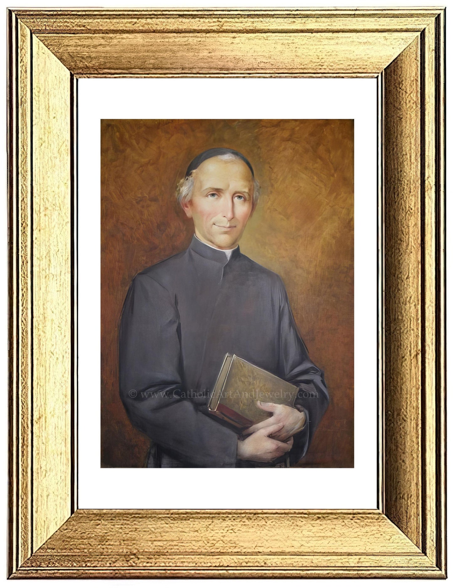 a painting of a man holding a book