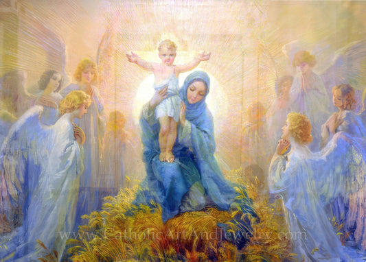 New! Adoration of the Angels – Cleto Luzzi – Catholic Art Print  – Christmas – Unique Catholic Gift – Archival Quality