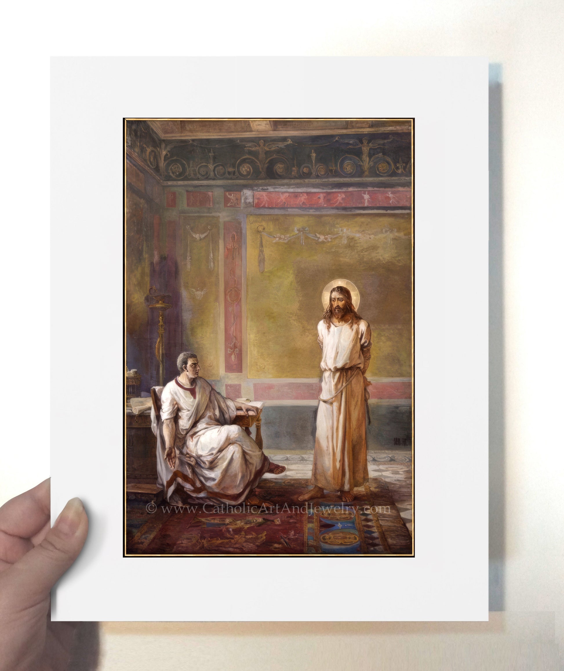 a painting of two people in a room