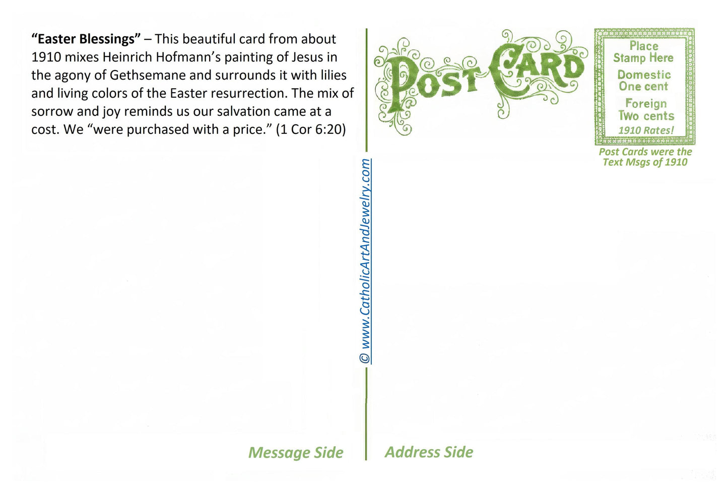 New! Easter Blessings – 4x6 Postcard – pack of 3, 10, or 100 – based on a Vintage Post Card