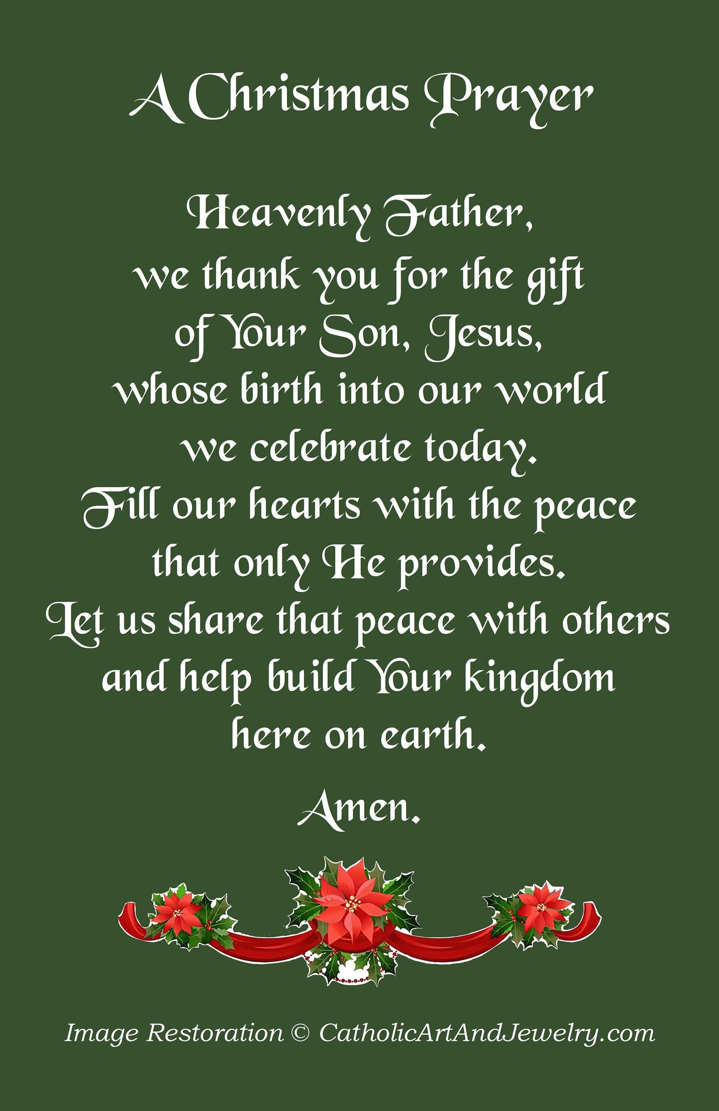 Christmas Prayer Card – pack of 10/100/1000 – Stocking Stuffer – Keeping Christ in Christmas! – Restored Vintage Holy Card - Catholic Art and Jewelry